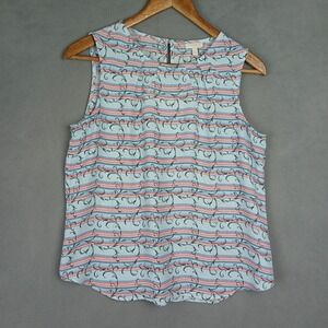 Talbots Tank Top Womens Small P Multi Floral Round Neck Side‎ Slit Everyday Wear